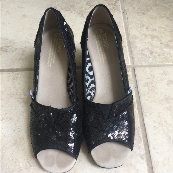 Toms Black Sequin Shoes - Picture 2 of 4
